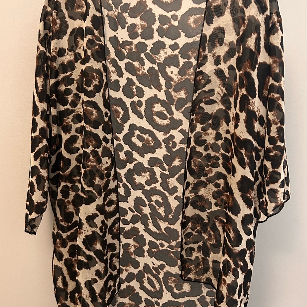 Leopard Print Sheer Kimono